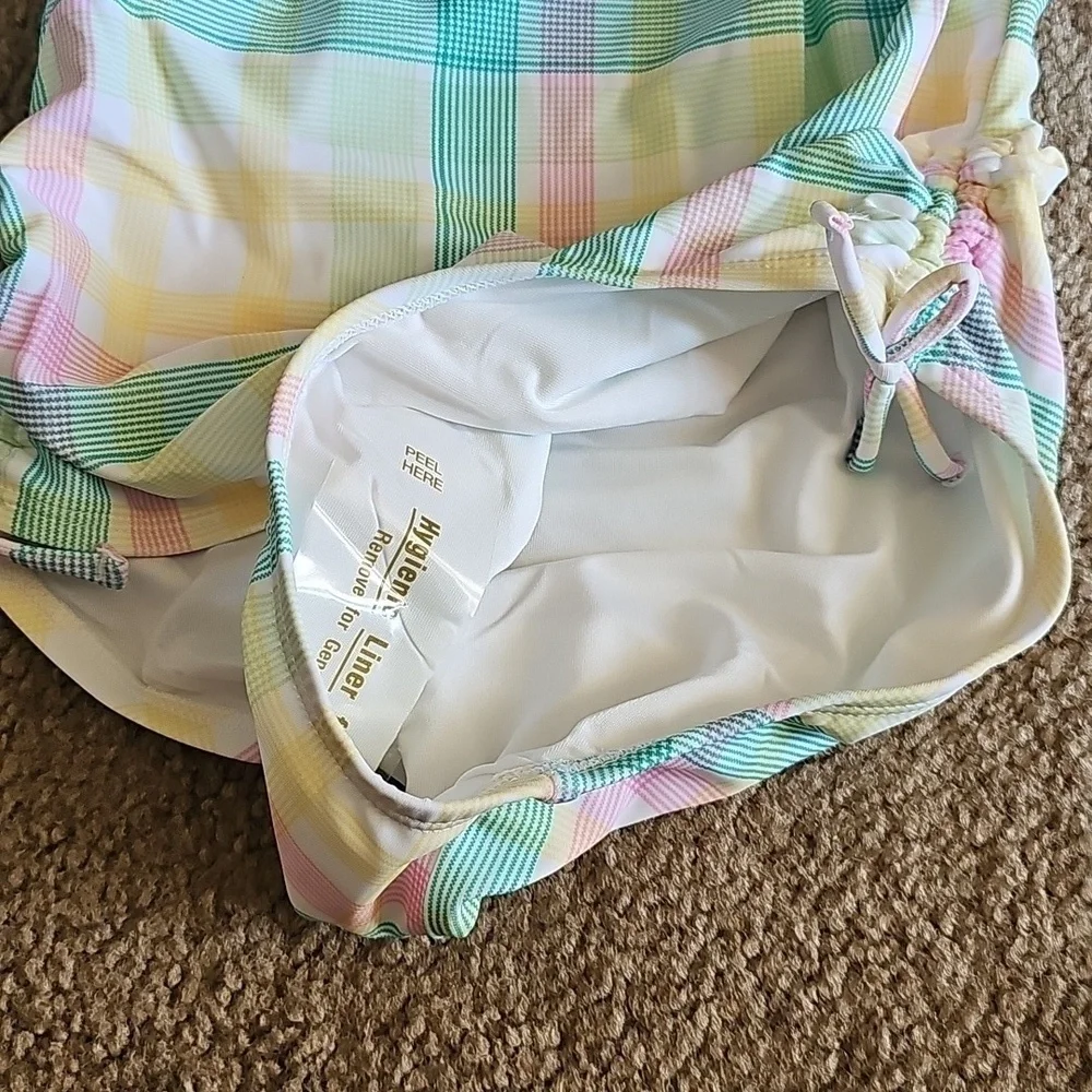 Old Navy Girls Pastel Plaid One Piece Swimsuit Large